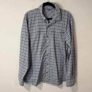Simms Stone Cold Shirt Button Front Fishing Plaid Blue XL Brrr Stretch